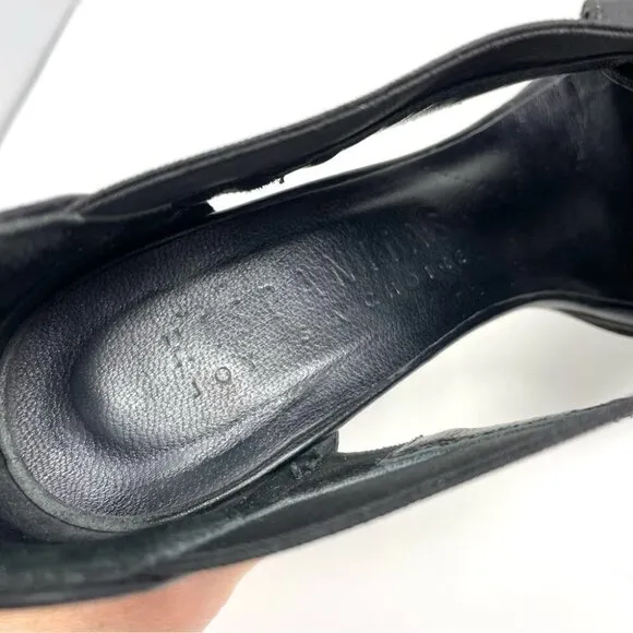 * Hispanitas Black Tabarca Elasticated Criss Cross Heeled Sandals Size 40