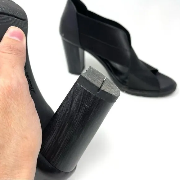 * Hispanitas Black Tabarca Elasticated Criss Cross Heeled Sandals Size 40