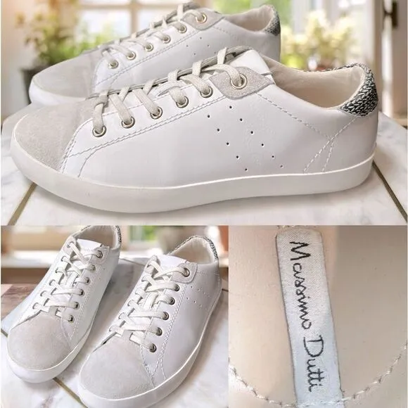 🔥 Massimo Dutti Contrasting Leather Suede Sneakers Shoes Size 40 EU 9 US