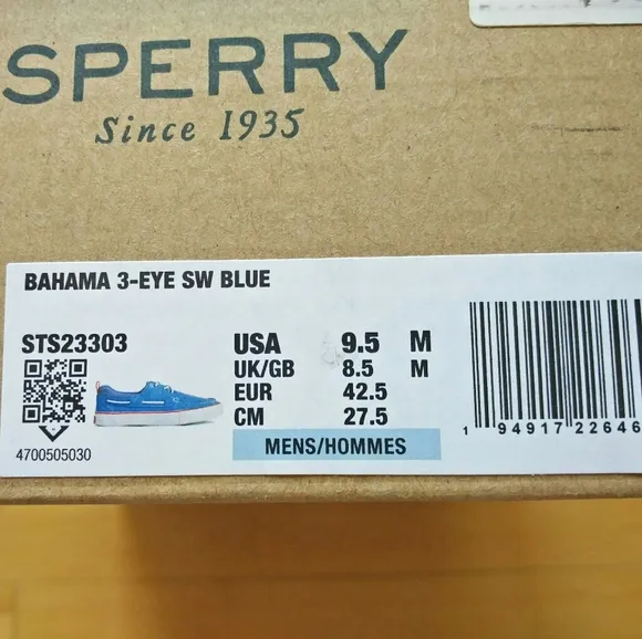 -NEW- Men's Sperry Bahama 3-Eye Boat Shoes 9.5