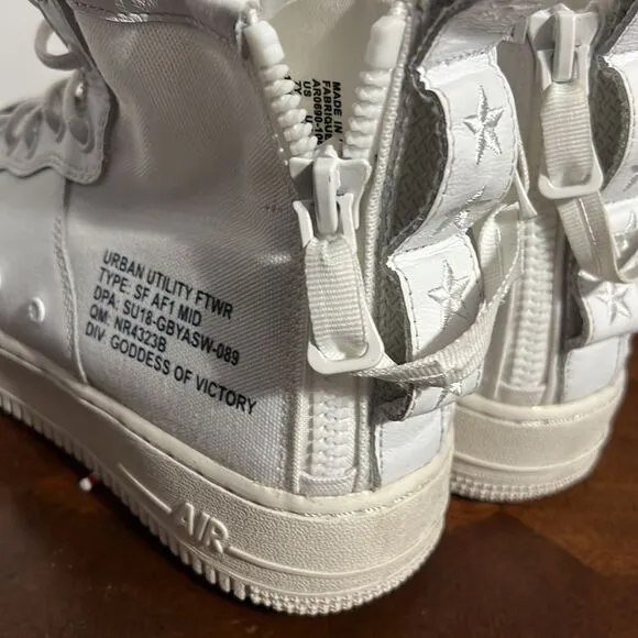 🔥 NIKE SF AIR FORCE 1 MID Sneakers - Leather/Canvas White “RARE- Big Kids Sz 7Y