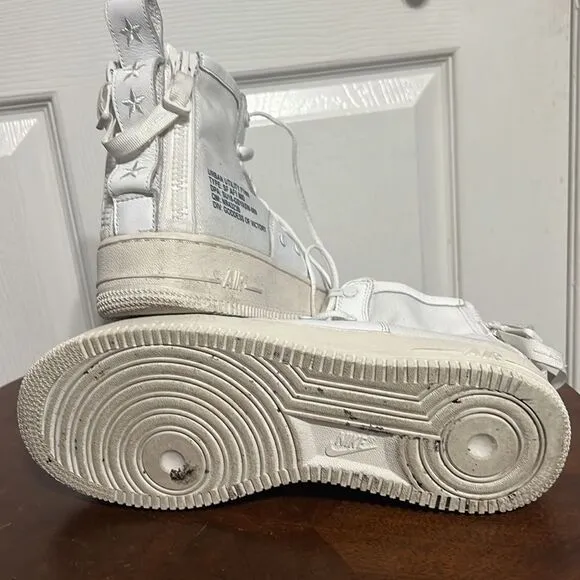 🔥 NIKE SF AIR FORCE 1 MID Sneakers - Leather/Canvas White “RARE- Big Kids Sz 7Y
