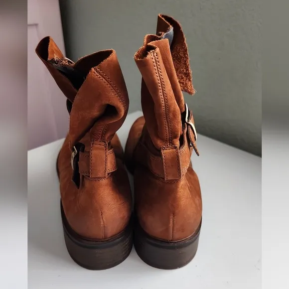 💐 PAUL GREEN DENVER Belted Biker CHIC Boot MOTO RUGGED COGNAC 7.5 UK/ 10 US