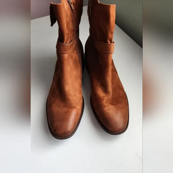💐 PAUL GREEN DENVER Belted Biker CHIC Boot MOTO RUGGED COGNAC 7.5 UK/ 10 US
