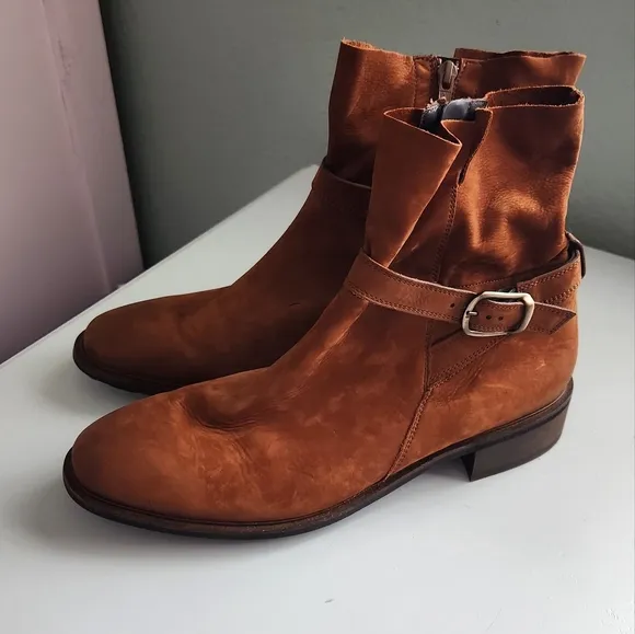 💐 PAUL GREEN DENVER Belted Biker CHIC Boot MOTO RUGGED COGNAC 7.5 UK/ 10 US
