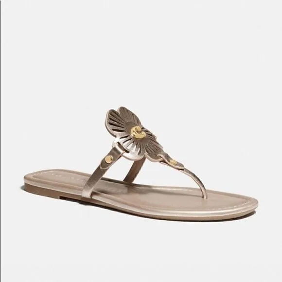 10 COACH JULIA SANDALS metallic gold or champagne Bnib