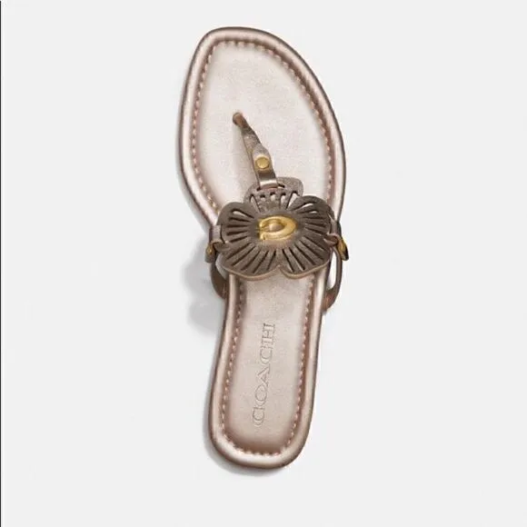 10 COACH JULIA SANDALS metallic gold or champagne Bnib