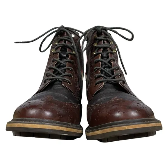 1901 Aberdeen Wingtip Ankle Boots Lug Soles Leather Lace up Mess Brown