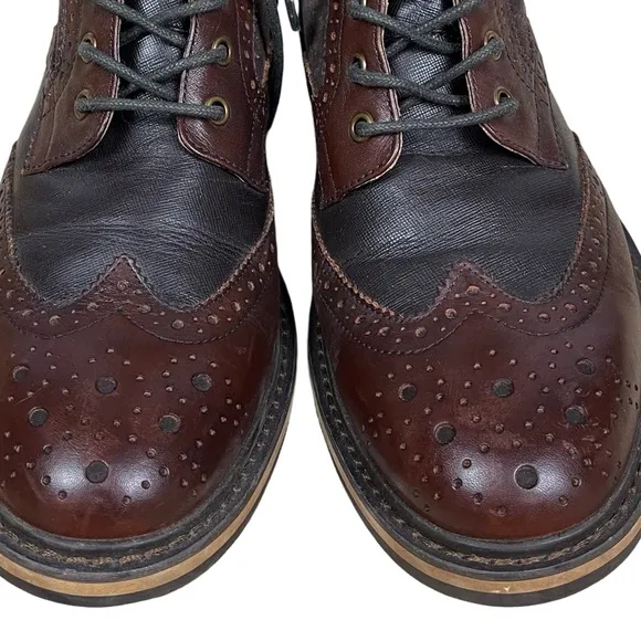 1901 Aberdeen Wingtip Ankle Boots Lug Soles Leather Lace up Mess Brown