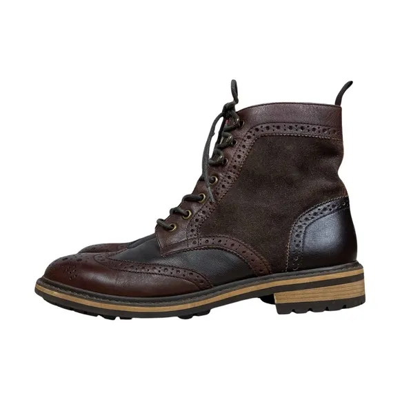 1901 Aberdeen Wingtip Ankle Boots Lug Soles Leather Lace up Mess Brown