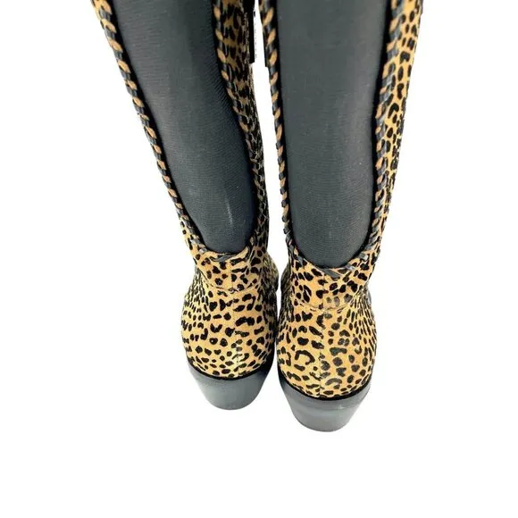 1.State Sage Animal Cheetah Suede Print Western Tall Pull On Boots SZ 9 NEW
