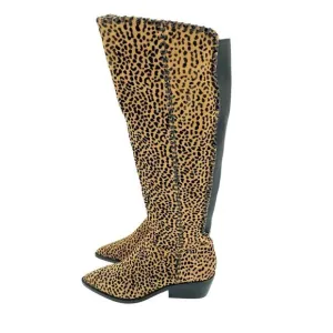 1.State Sage Animal Cheetah Suede Print Western Tall Pull On Boots SZ 9 NEW