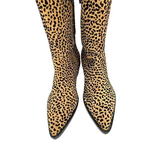 1.State Sage Animal Cheetah Suede Print Western Tall Pull On Boots SZ 9 NEW