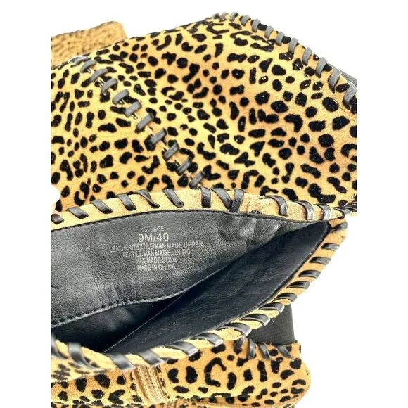 1.State Sage Animal Cheetah Suede Print Western Tall Pull On Boots SZ 9 NEW