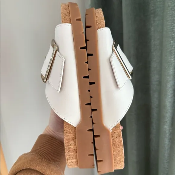 27 EDIT Teagan Slide Sandal Sandals - White Leather - Size 9.5