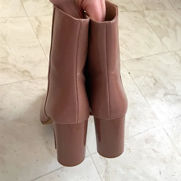 $275 Coach Brielle Dusty Rose Pink Leather Block Heel Ankle Boots size 7