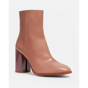 $275 Coach Brielle Dusty Rose Pink Leather Block Heel Ankle Boots size 7