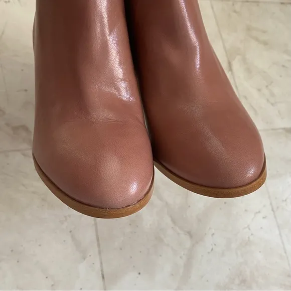 $275 Coach Brielle Dusty Rose Pink Leather Block Heel Ankle Boots size 7