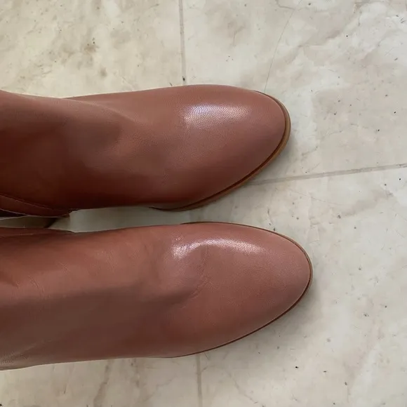 $275 Coach Brielle Dusty Rose Pink Leather Block Heel Ankle Boots size 7