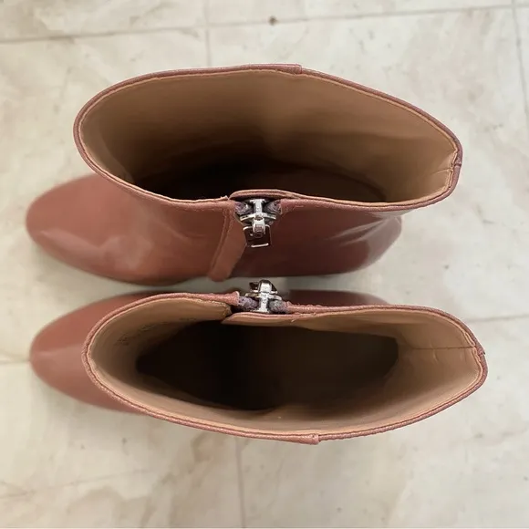 $275 Coach Brielle Dusty Rose Pink Leather Block Heel Ankle Boots size 7