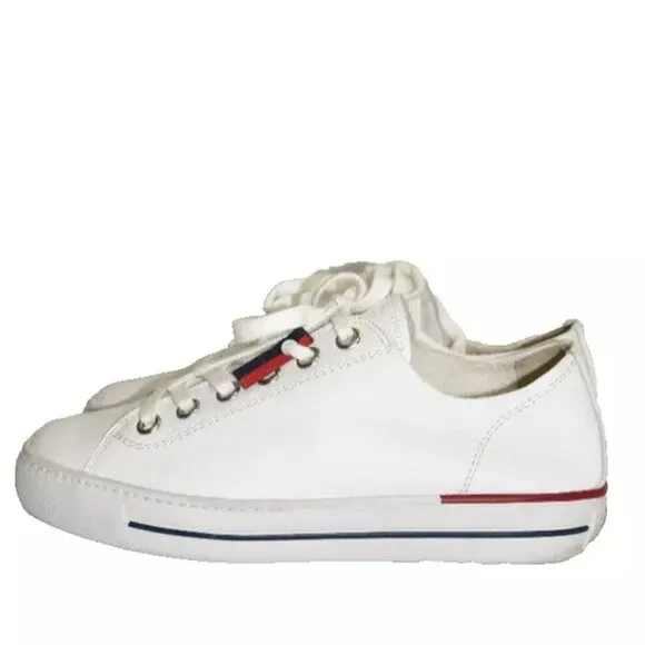 $400 PAUL GREEN Carly Low Top Sneaker leather LACE-UP WHITE SHOES 8 (TE3)