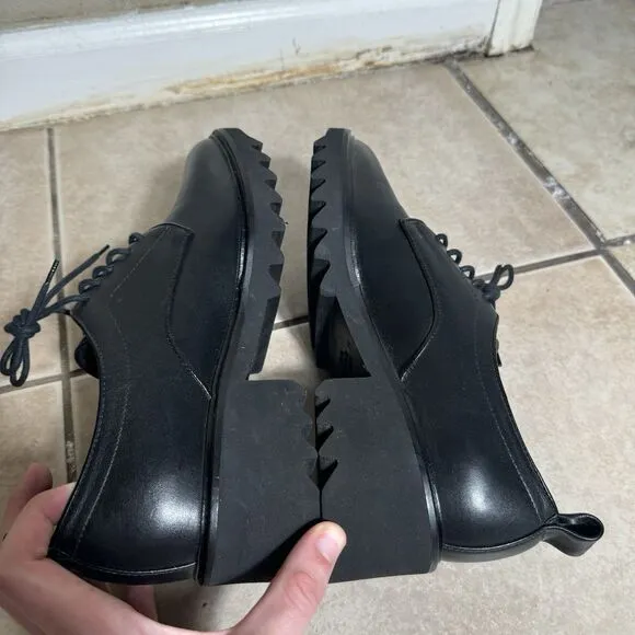 $450 Aquatalia Shana Women's 11 Calf Leather Weatherproof Oxfords Black Shoes