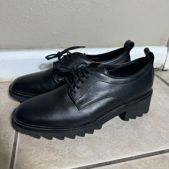 $450 Aquatalia Shana Women's 11 Calf Leather Weatherproof Oxfords Black Shoes