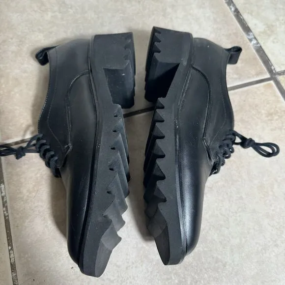 $450 Aquatalia Shana Women's 11 Calf Leather Weatherproof Oxfords Black Shoes