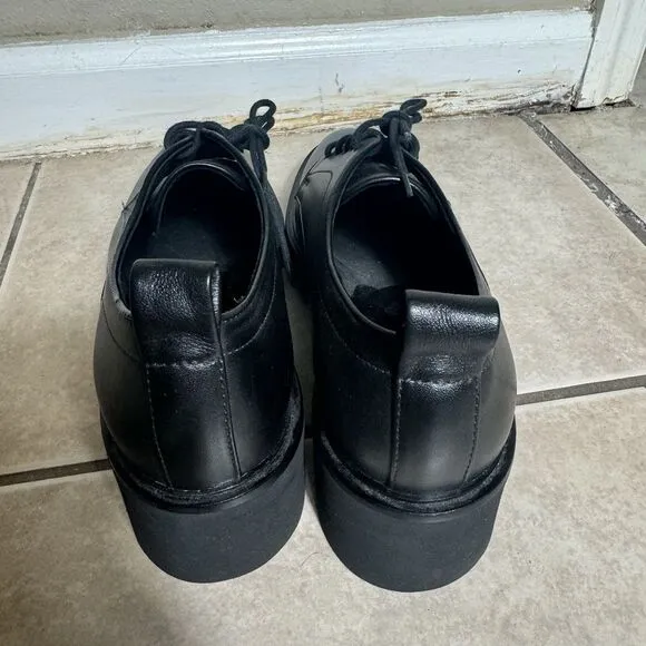 $450 Aquatalia Shana Women's 11 Calf Leather Weatherproof Oxfords Black Shoes