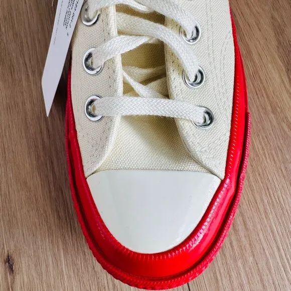 ❤️6 Converse Chuck 70 OX Comme Des Garçons Women Shoes Heart Beige Red A01796C❤️