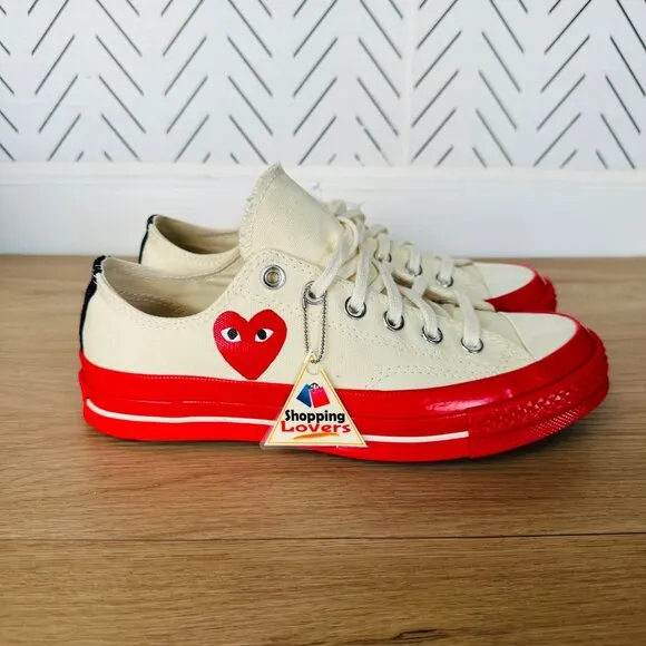 ❤️6 Converse Chuck 70 OX Comme Des Garçons Women Shoes Heart Beige Red A01796C❤️