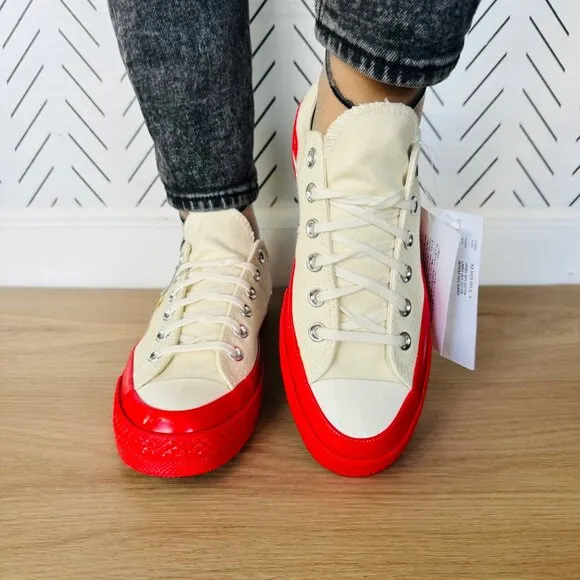 ❤️6 Converse Chuck 70 OX Comme Des Garçons Women Shoes Heart Beige Red A01796C❤️