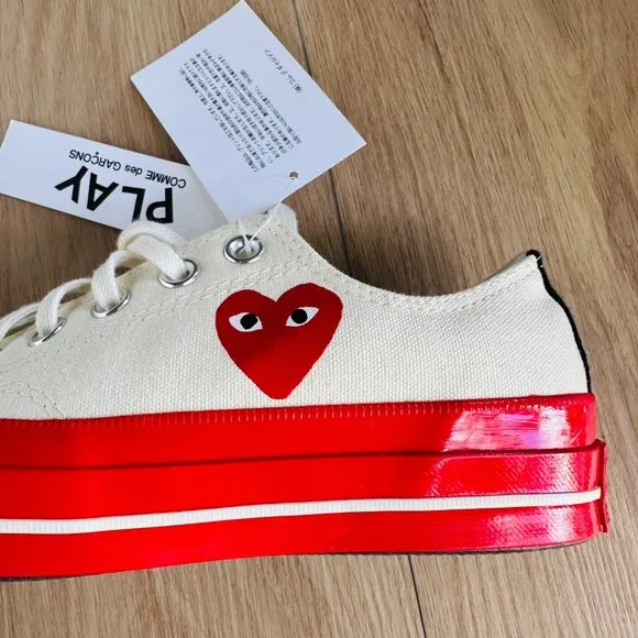 ❤️6 Converse Chuck 70 OX Comme Des Garçons Women Shoes Heart Beige Red A01796C❤️