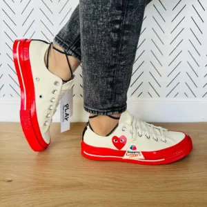 ❤️6 Converse Chuck 70 OX Comme Des Garçons Women Shoes Heart Beige Red A01796C❤️