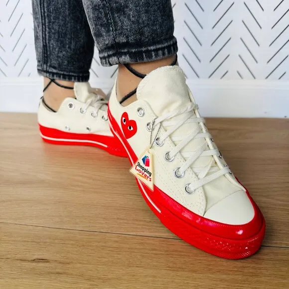 ❤️6 Converse Chuck 70 OX Comme Des Garçons Women Shoes Heart Beige Red A01796C❤️