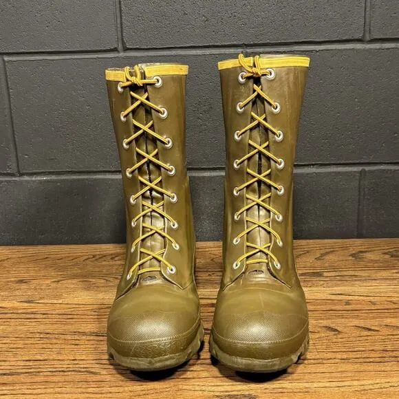 80s Vintage Lacrosse Green Rubber Duck Chore Rain Boots Men’s 8 Made In USA