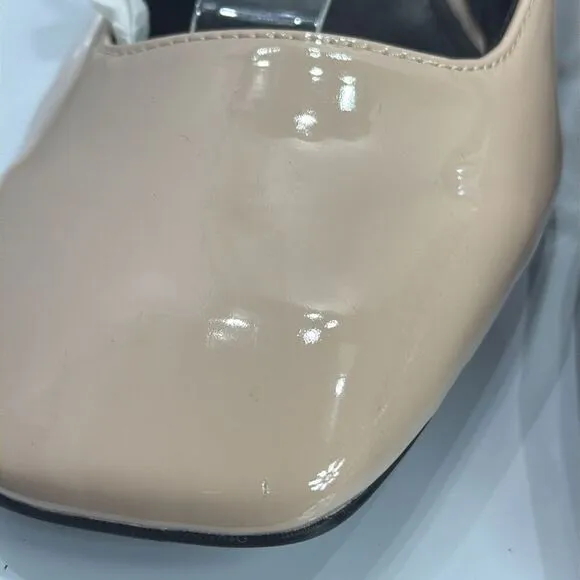(A2) Zara Beige/Tan Multi Strap Square Toe Patent Leather Mary Jane Shoes,US40/9