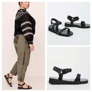 A/Antropologie Fiona Sport SandalsAnthropologie Black Leather size 38 US 7
