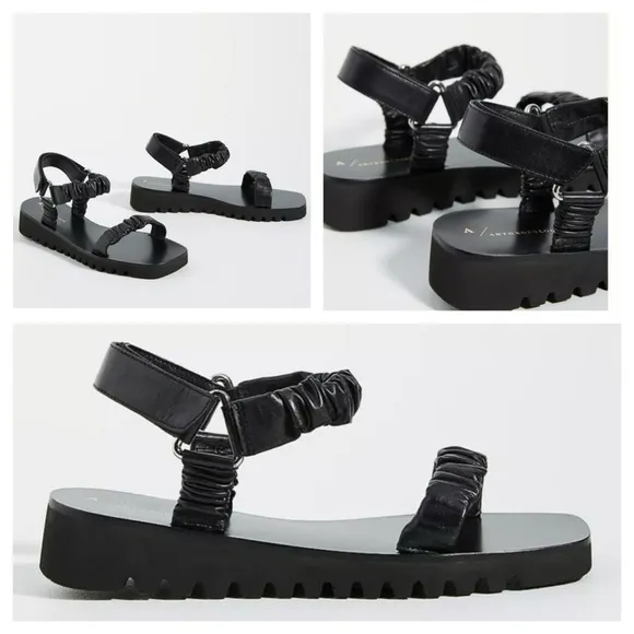 A/Antropologie Fiona Sport SandalsAnthropologie Black Leather size 38 US 7