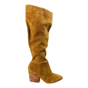 ABLE Womens Suede Knee High Boots Block Heel Able Rojas Tall Tobaccco Brown 8.5M