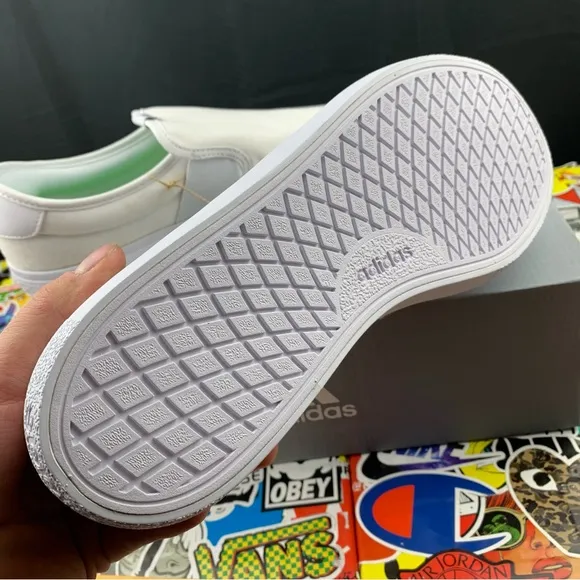 Adidas All White Vulc Raid3r Slip Ons Men's Various Sizes