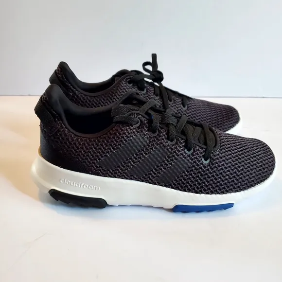 Adidas Black and White Sneakers with Breathable Mesh Cloudfoam Size 6