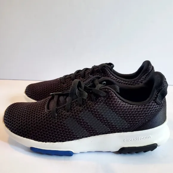 Adidas Black and White Sneakers with Breathable Mesh Cloudfoam Size 6