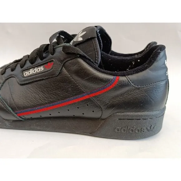 Adidas Continental 80 Shoes Men's Size 12 Black Leather Low Top