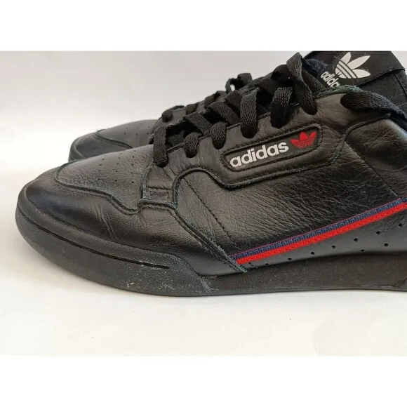 Adidas Continental 80 Shoes Men's Size 12 Black Leather Low Top