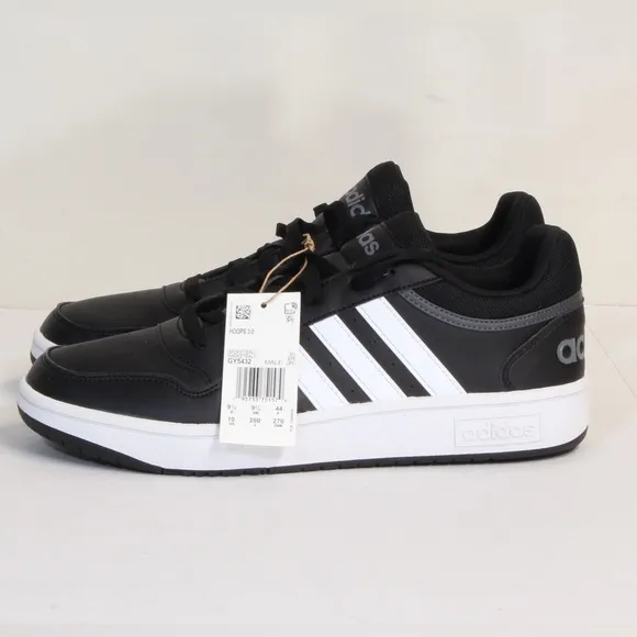 Adidas Hoops 3.0 Black White Low Top Shoe NWT