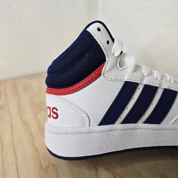 Adidas Kids HOOPS 3.0 MID Cloud White/Victory Blue  GZ9647 Basketball Shoes.