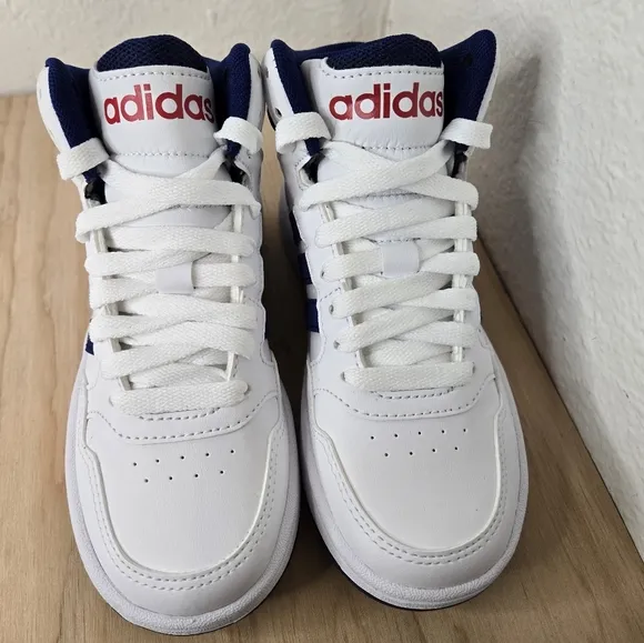 Adidas Kids HOOPS 3.0 MID Cloud White/Victory Blue  GZ9647 Basketball Shoes.