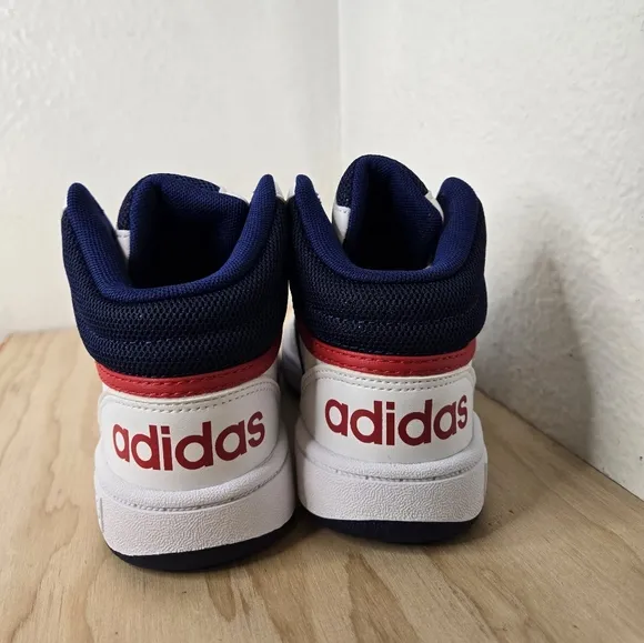 Adidas Kids HOOPS 3.0 MID Cloud White/Victory Blue  GZ9647 Basketball Shoes.