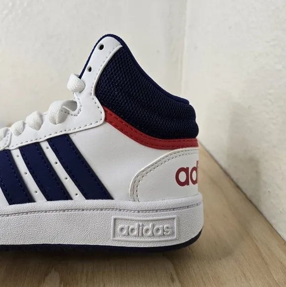 Adidas Kids HOOPS 3.0 MID Cloud White/Victory Blue  GZ9647 Basketball Shoes.